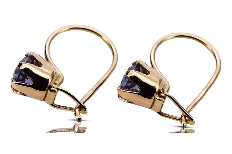 Earrings Vintage style Alexandrite Original Vintage 14K Rose Gold vec056r